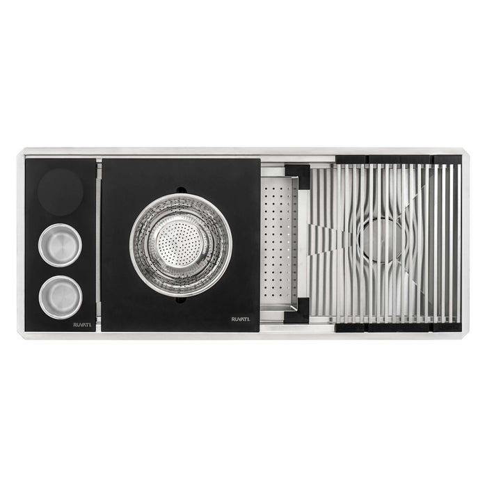 Ruvati 45-inch Workstation Two-Tiered Ledge Kitchen Sink Undermount 16 Gauge Stainless Steel