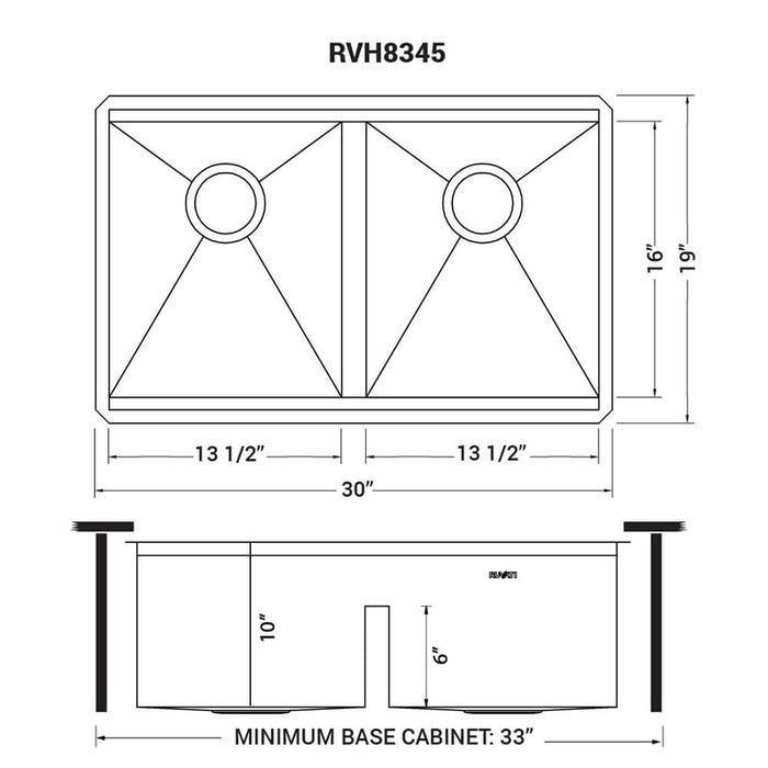 30-inch Workstation Ledge 50/50 Double Bowl Undermount 16 Gauge Stainless Steel Kitchen Sink