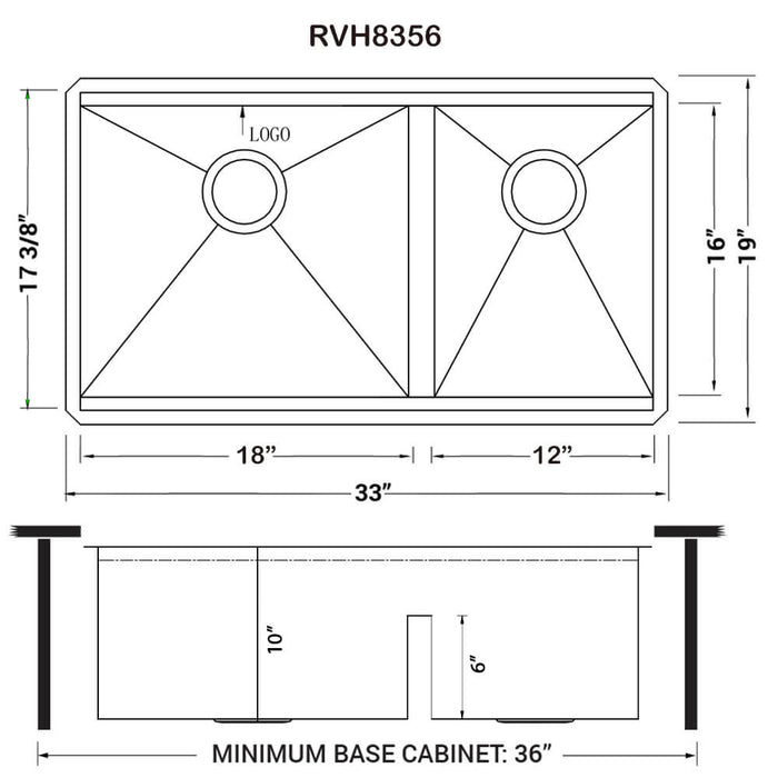 33-inch Workstation Ledge 60/40 Double Bowl Undermount 16 Gauge Stainless Steel Kitchen Sink