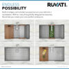 Ruvati 36-inch Workstation 60/40 Double Bowl Undermount 16 Gauge Stainless Steel Kitchen Sink