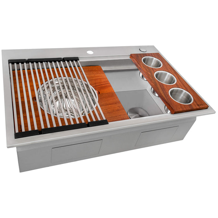 Ruvati 33-inch Workstation Two-Tiered Ledge Kitchen Sink Drop-in Topmount 16 Gauge Stainless Steel