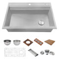 Ruvati 33-inch Workstation Two-Tiered Ledge Kitchen Sink Drop-in Topmount 16 Gauge Stainless Steel