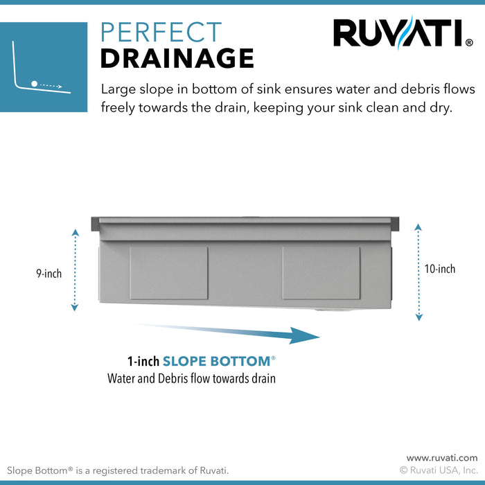 Ruvati 33-inch Workstation Two-Tiered Ledge Kitchen Sink Drop-in Topmount 16 Gauge Stainless Steel
