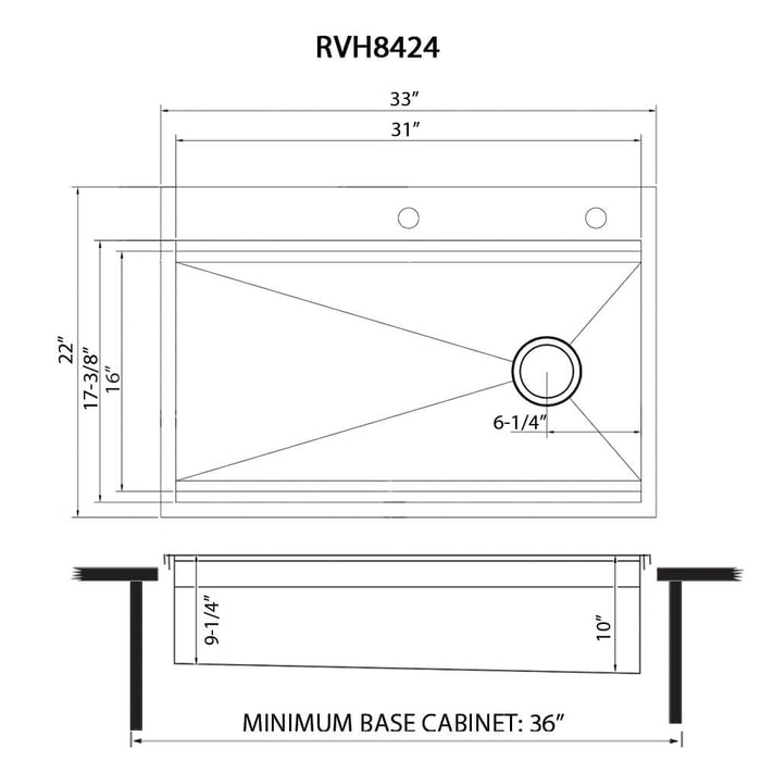 Ruvati 33-inch Workstation Two-Tiered Ledge Kitchen Sink Drop-in Topmount 16 Gauge Stainless Steel