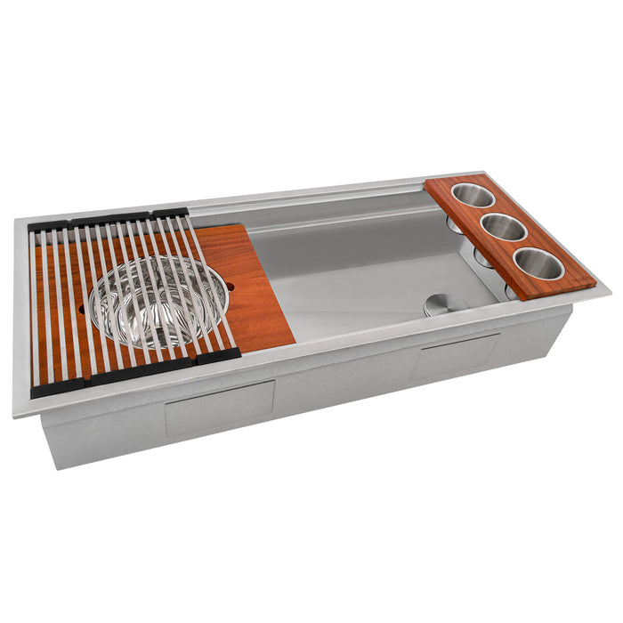 Ruvati 45-inch Workstation Two-Tiered Ledge Kitchen Sink Drop-in Topmount 16 Gauge Stainless Steel