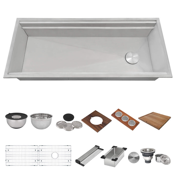 Ruvati 45-inch Workstation Two-Tiered Ledge Kitchen Sink Drop-in Topmount 16 Gauge Stainless Steel