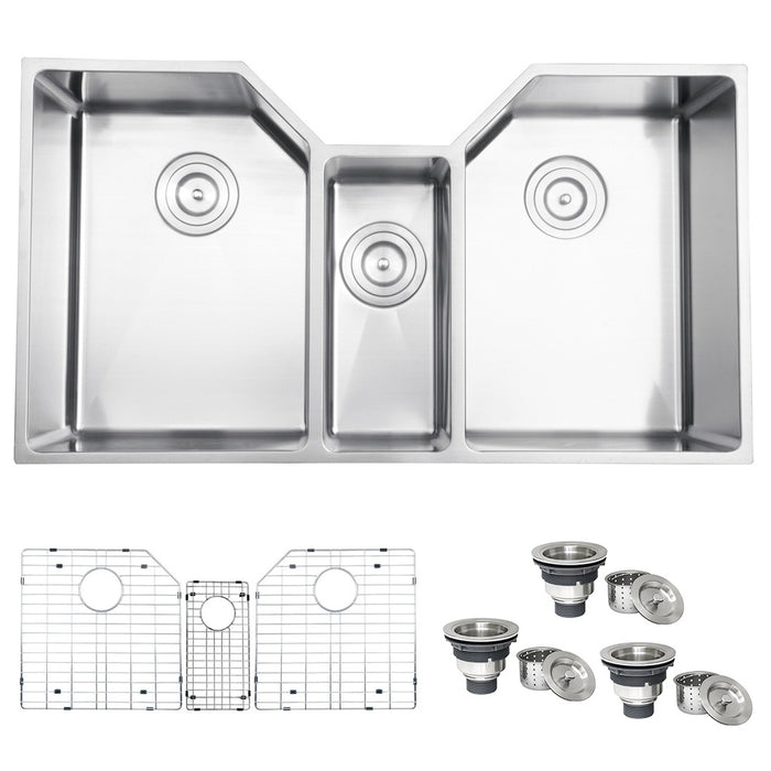 Ruvati 35" Triple Bowl Undermount 16 Gauge Stainless Steel Kitchen Sink