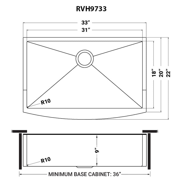 33-inch Apron-Front Farmhouse Kitchen Sink - Gunmetal Black Matte Stainless Steel Single Bowl