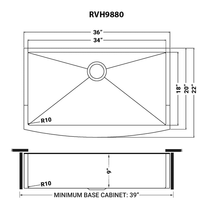 36-inch Apron-Front Farmhouse Kitchen Sink - Copper Tone Matte Bronze Stainless Steel Single Bowl
