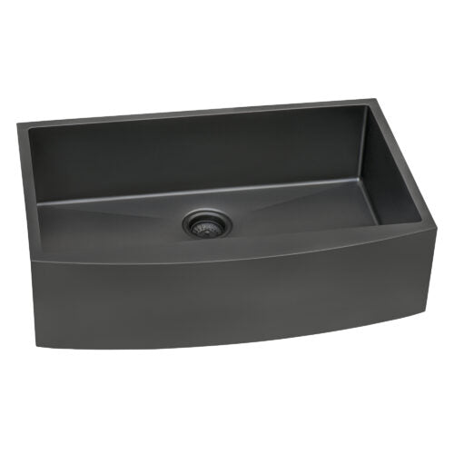 36-inch Apron-Front Farmhouse Kitchen Sink - Gunmetal Black Matte Stainless Steel Single Bowl