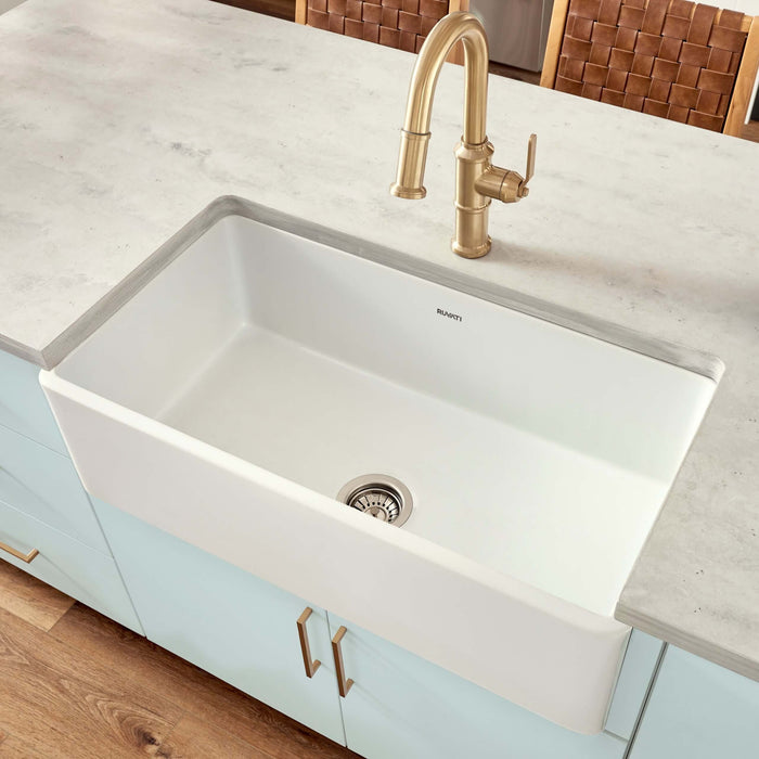 30 x 20 inch Fireclay Reversible Farmhouse Apron-Front Kitchen Sink Single Bowl - White