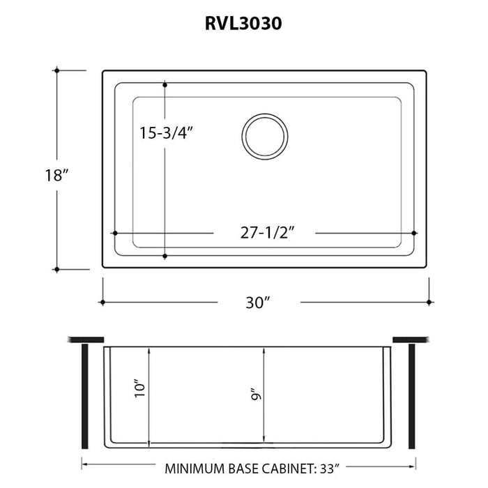 30-inch Fireclay Undermount / Drop-in Topmount Kitchen Sink Single Bowl - White