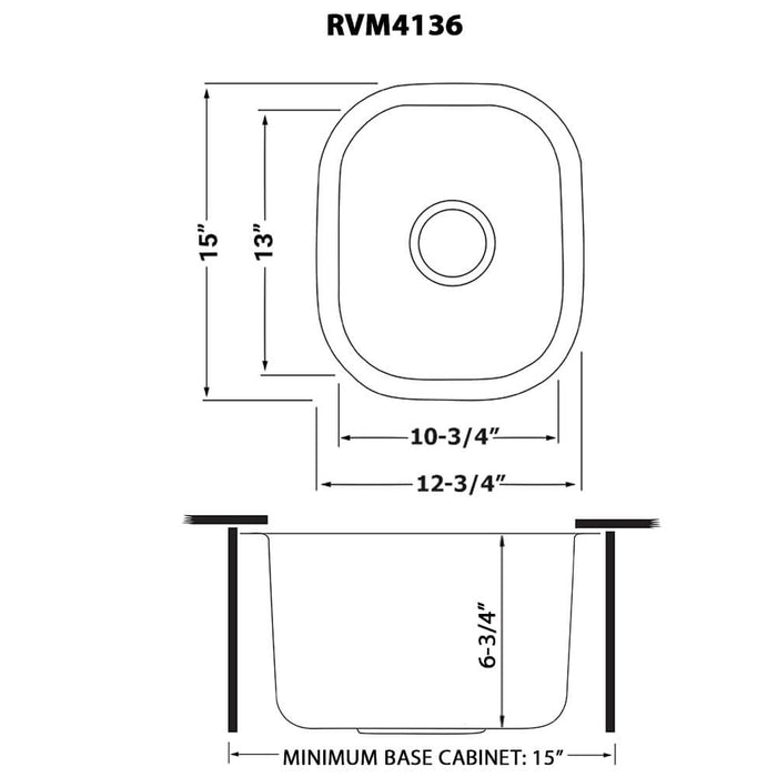 13 x 15 inch Bar Prep Sink Undermount 16 Gauge Stainless Steel