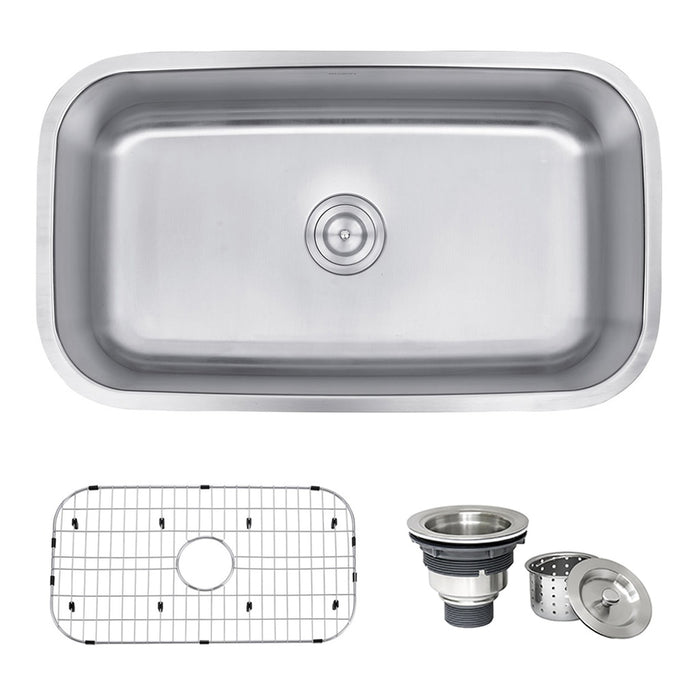 32-inch Undermount 16 Gauge Stainless Steel Kitchen Sink Single Bowl - RVM4200