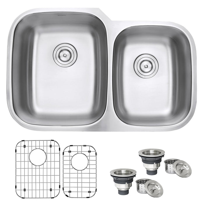 32-inch Undermount 60/40 Double Bowl 16 Gauge Stainless Steel Kitchen Sink - RVM4310