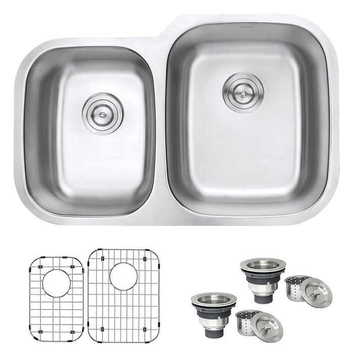 32-inch Undermount 40/60 Double Bowl 16 Gauge Stainless Steel Kitchen Sink - RVM4315