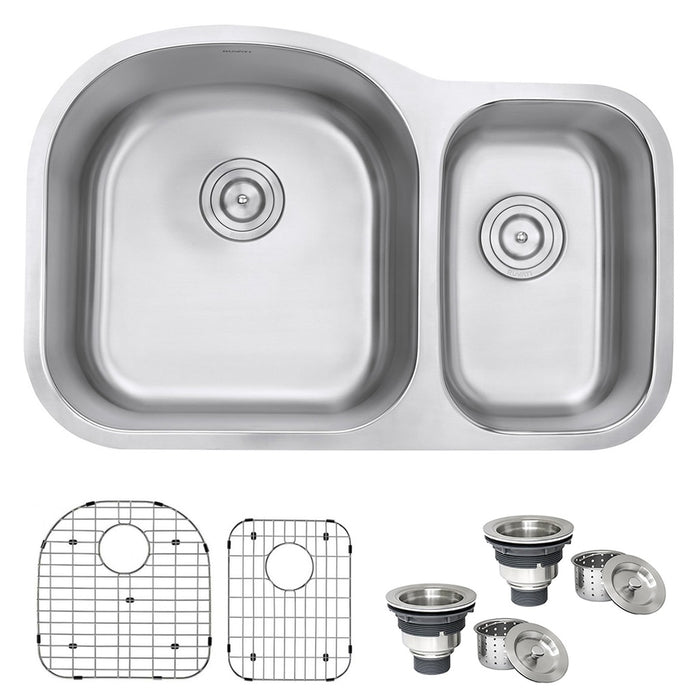 32-inch Undermount 60/40 Double Bowl 16 Gauge Stainless Steel Kitchen Sink - RVM4400