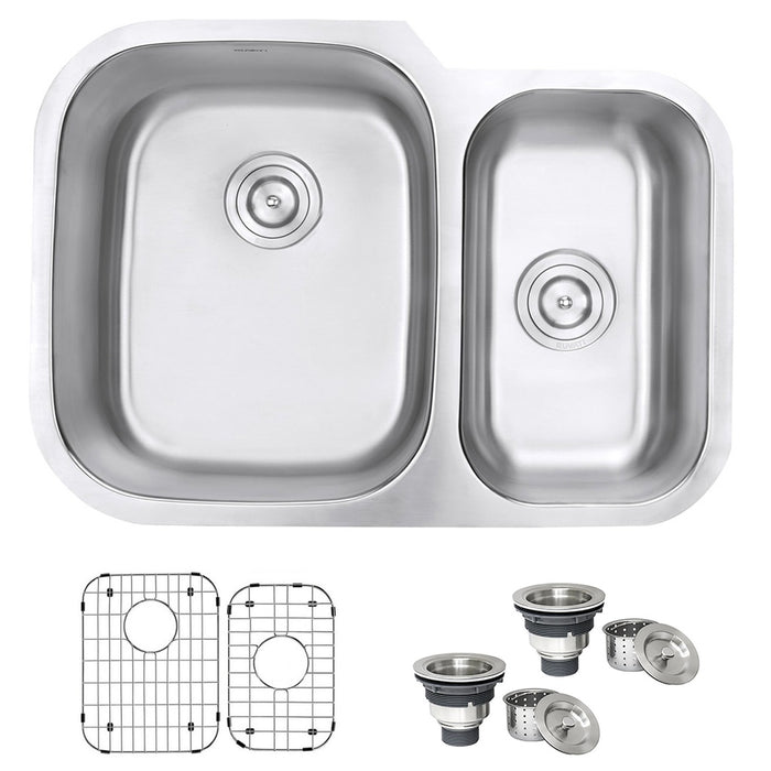 29-inch Undermount 60/40 Double Bowl 16 Gauge Stainless Steel Kitchen Sink - RVM4500