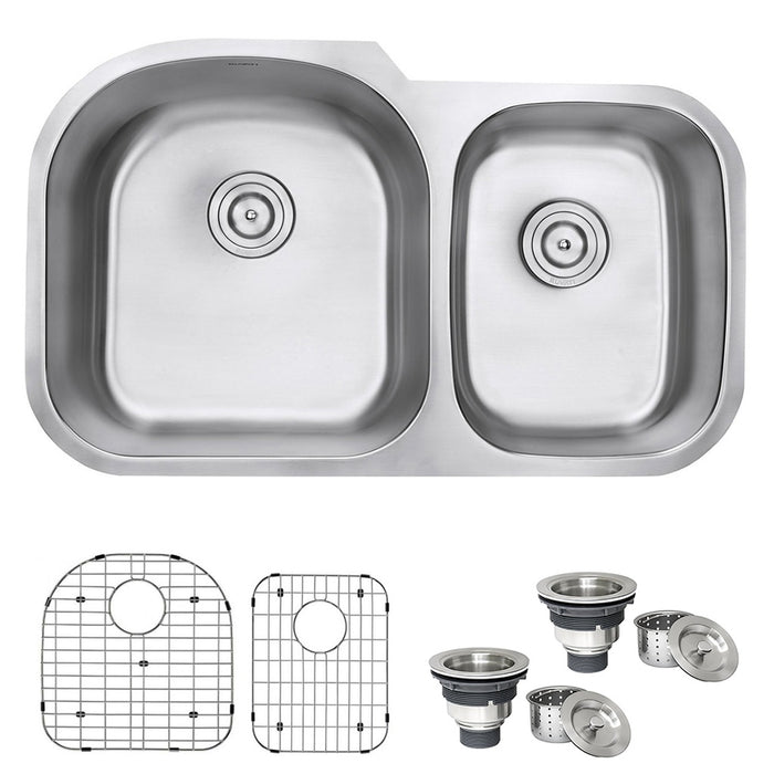 34-inch Undermount 60/40 Double Bowl 16 Gauge Stainless Steel Kitchen Sink - RVM4600