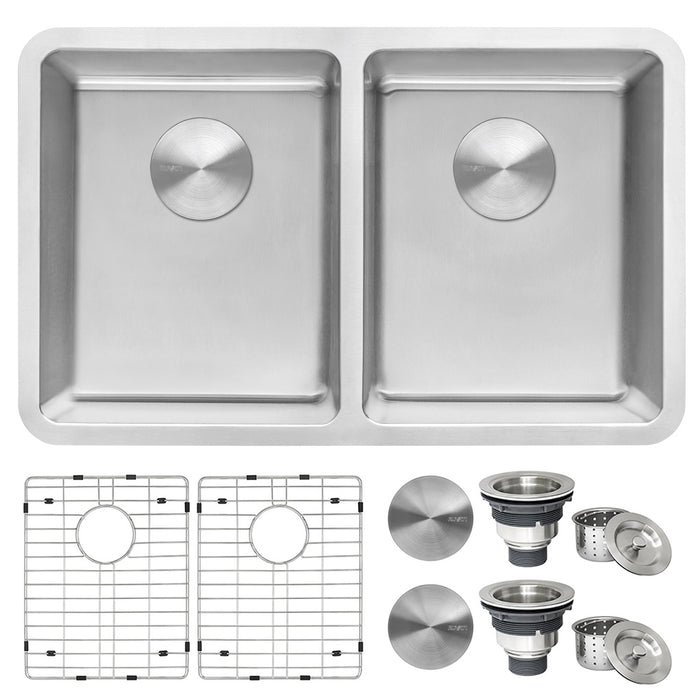 28-inch Undermount Kitchen Sink 50/50 Double Bowl 16 Gauge Stainless Steel - RVM5077