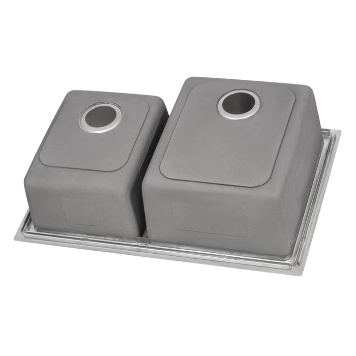 33 x 22 inch Drop-in Topmount Kitchen Sink 16 Gauge Stainless Steel 60/40 Double Bowl