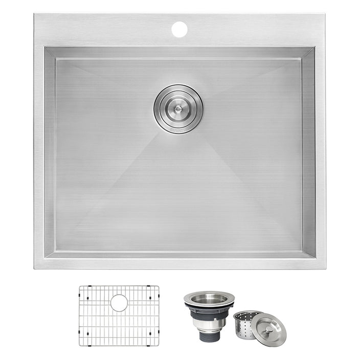 Ruvati Topmount Laundry Utility Sink 25" x 22" x 12" Deep 16 Gauge Stainless Steel