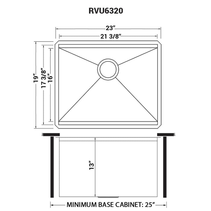 23" x 19" x 13" Deep Laundry Utility Workstation Sink Undermount 16 Gauge