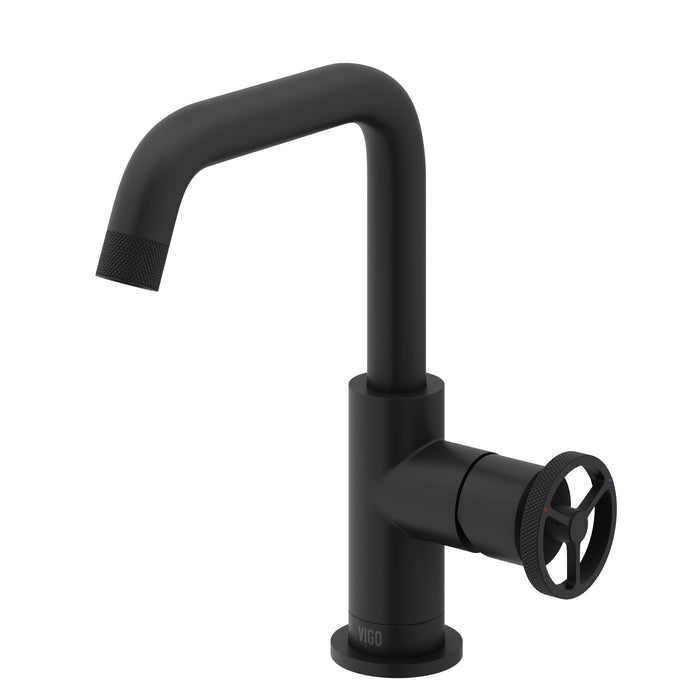 Cass Oblique Single Hole Single-Handle Bathroom Faucet in Matte Black