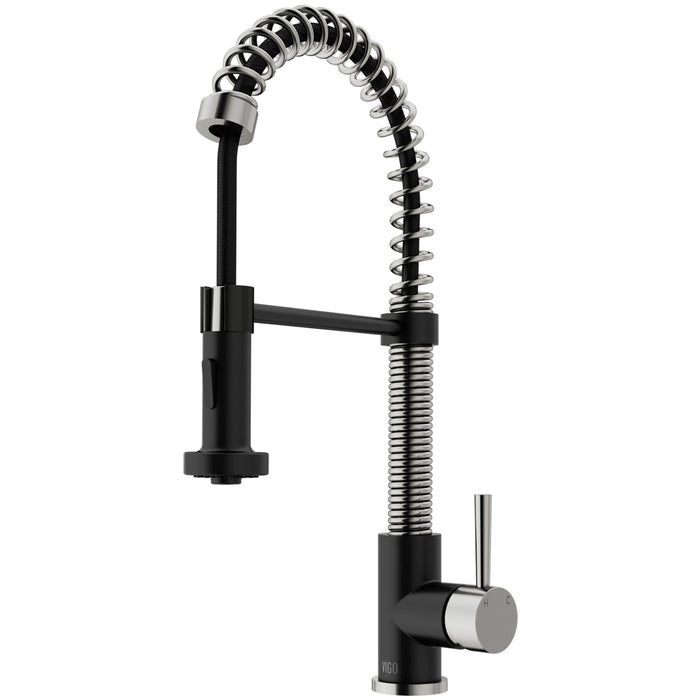 Pull-Down Spray Kitchen Faucet In Stainless Steel/Matte Black