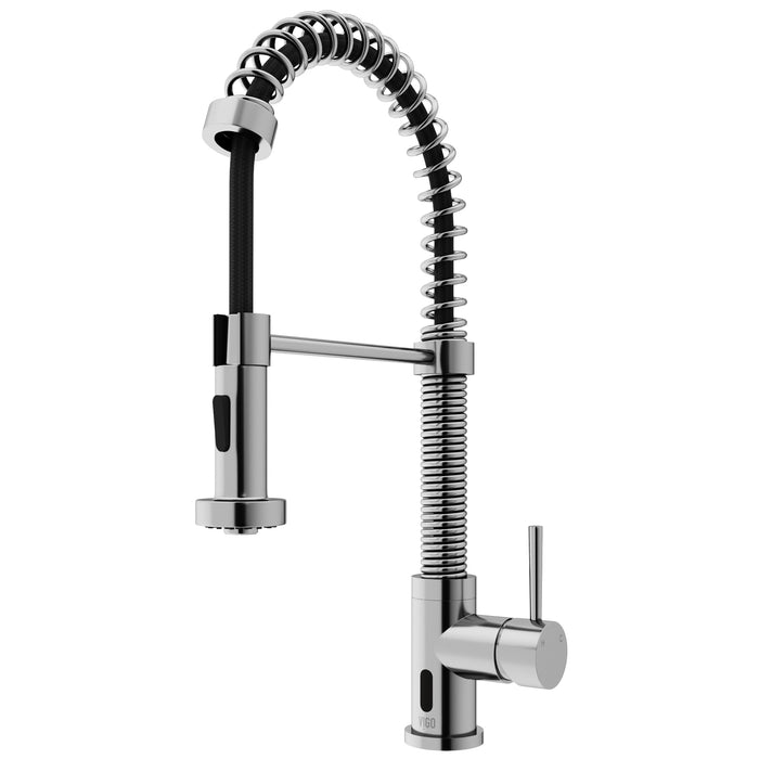 Handle Pull-Down Sprayer Kitchen Faucet with Touchless Sensor in Stainless Steel