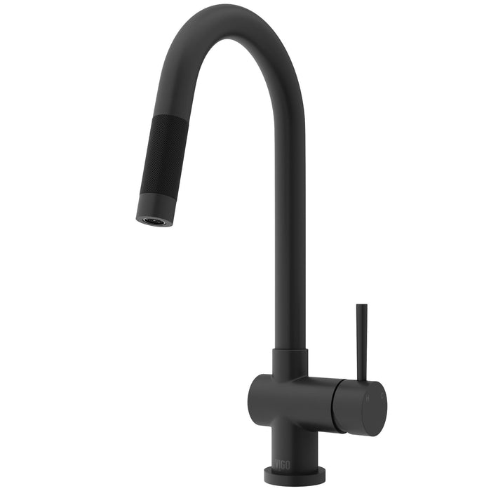 Handle Pull-Down Sprayer Kitchen Faucet with Touchless Sensor in Matte Black