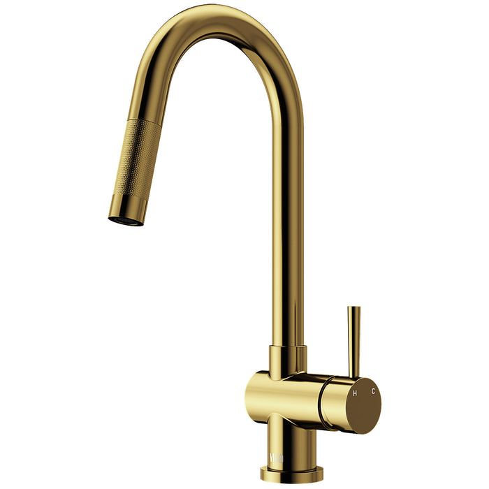 -Handle Pull-Down Sprayer Kitchen Faucet in Matte Gold