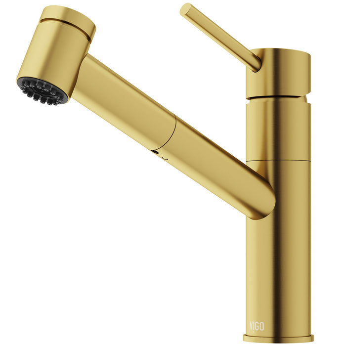 Branson Pull-Out Spray Kitchen Faucet In Matte Brushed Gold