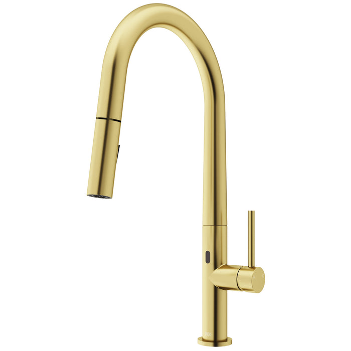 Greenwich Single-Handle Pull-Down Sprayer Kitchen Faucet with Touchless Sensor in Matte Brushed Gold