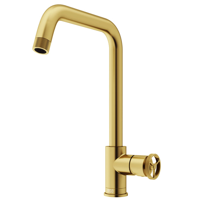 Cass Industrial Single Handle Kitchen Bar Faucet in Matte Brushed Gold