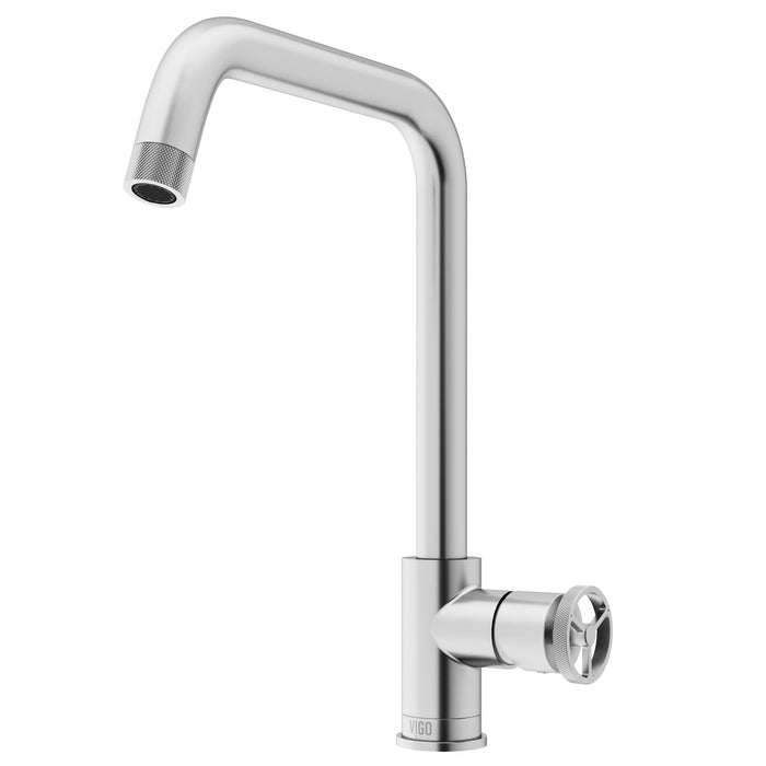 Cass Industrial Single Handle Kitchen Bar Faucet in Stainless Steel
