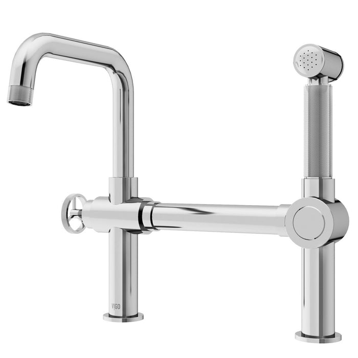 Cass Single Handle Bridge Kitchen Faucet with Side Sprayer