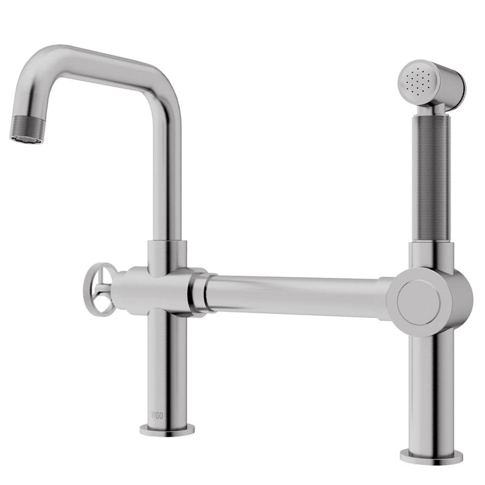 Cass Single Handle Bridge Kitchen Faucet with Side Sprayer