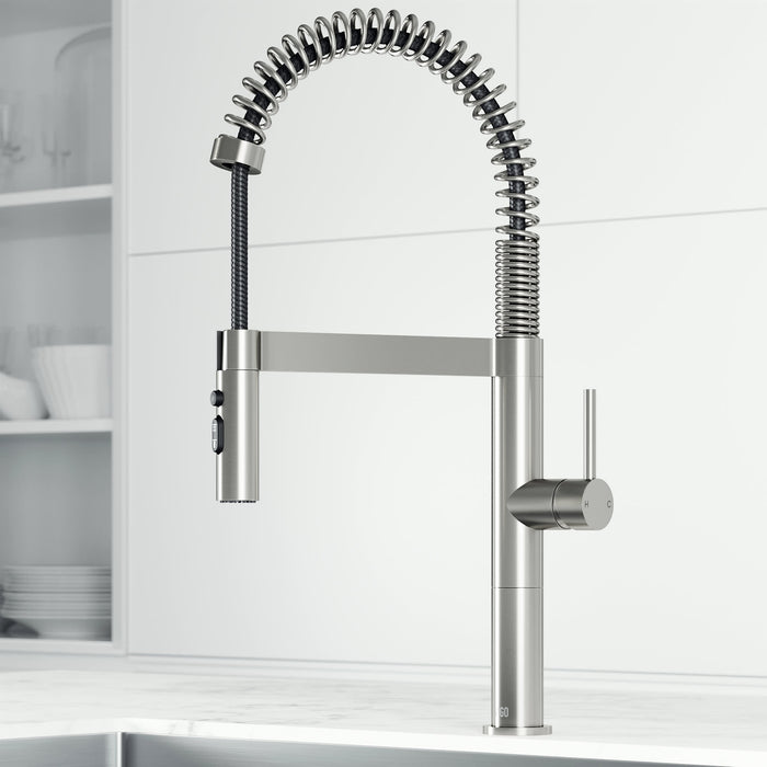 Single Handle Pull-Down Kitchen Faucet in Stainless Steel