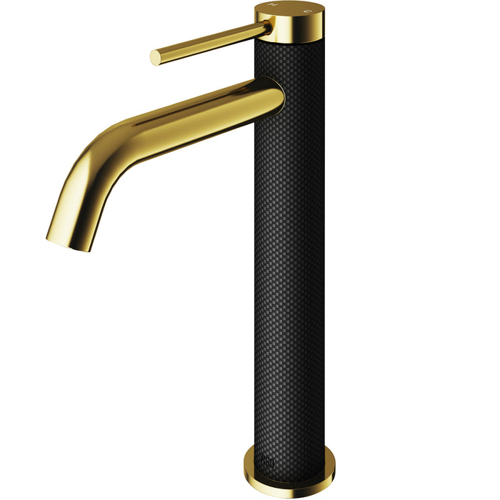 Lexington Single Hole Single-Handle cFiber© Vessel Bathroom Faucet in Matte Brushed Gold and Matte Black