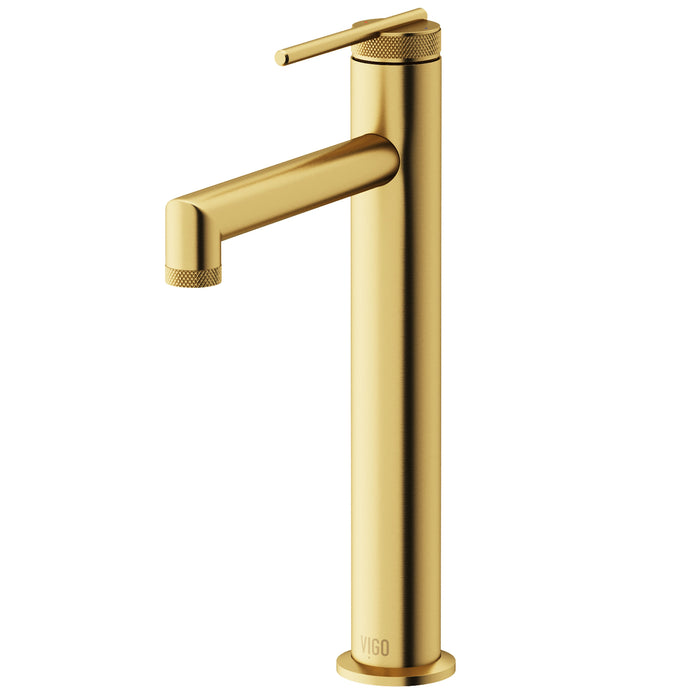 Sterling Single-Handle Vessel Sink Faucet in Matte Brushed Gold