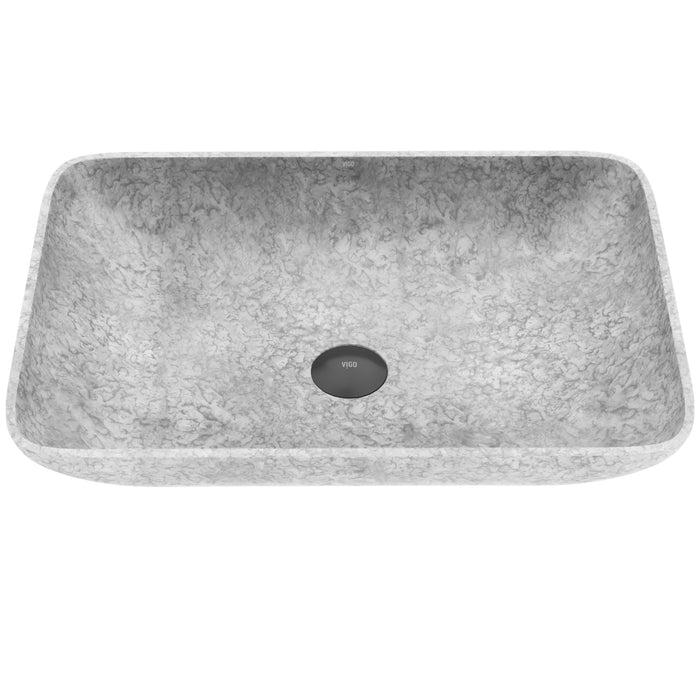 Concreto Stone Composite 22 in. Rectangular Bathroom Vessel Sink in Gray