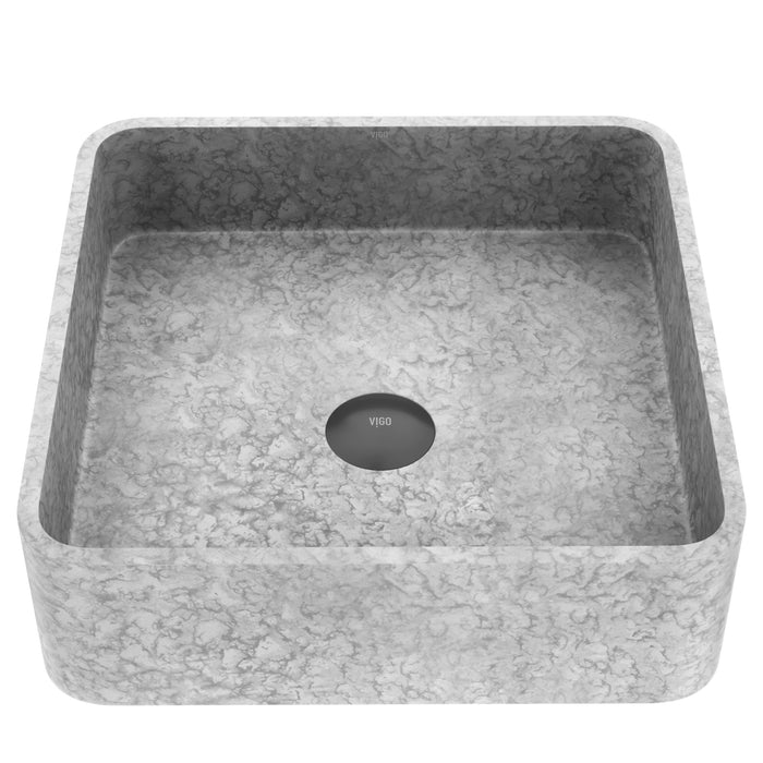 Concreto Stone Composite Square Bathroom Vessel Sink in Gray