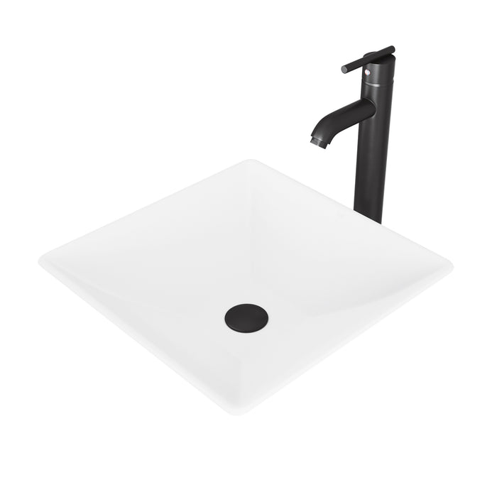Hibiscus Matte Stone Vessel Bathroom Sink Set With Seville Vessel Faucet In Matte Black