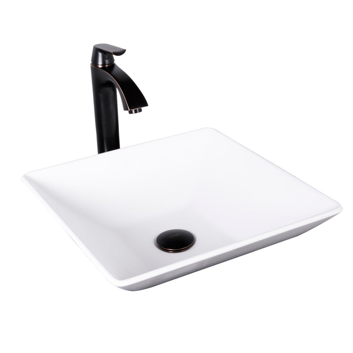 Hibiscus Matte Stone Vessel Bathroom Sink Set With Linus Vessel Faucet In Antique Rubbed Bronze