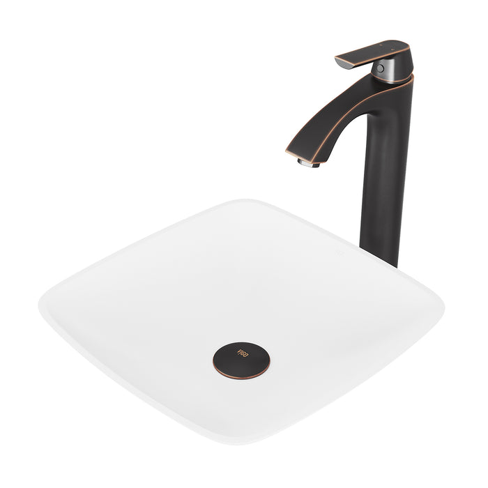 Hyacinth Matte Stone Vessel Bathroom Sink Set With Linus Vessel Faucet In Antique Rubbed Bronze