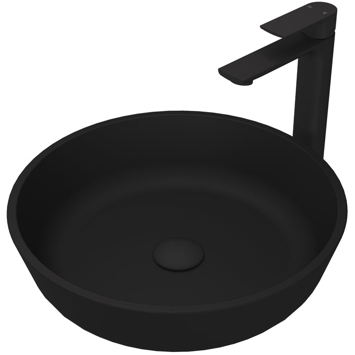 Modus Glass Vessel Bathroom Sink in Black with Norfolk Faucet in Matte Black