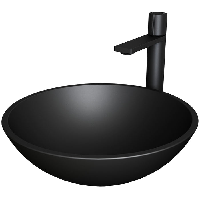 Black Cavalli MatteShell™ Vessel Bathroom Sink and Gotham Faucet in Matte Black