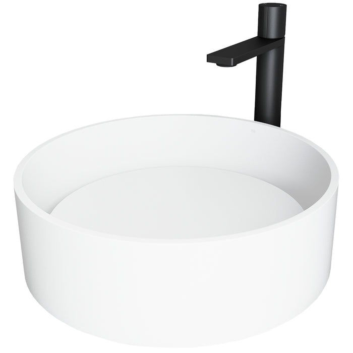 Anvil Matte Stone Vessel Bathroom Sink and Gotham Faucet in Matte Black