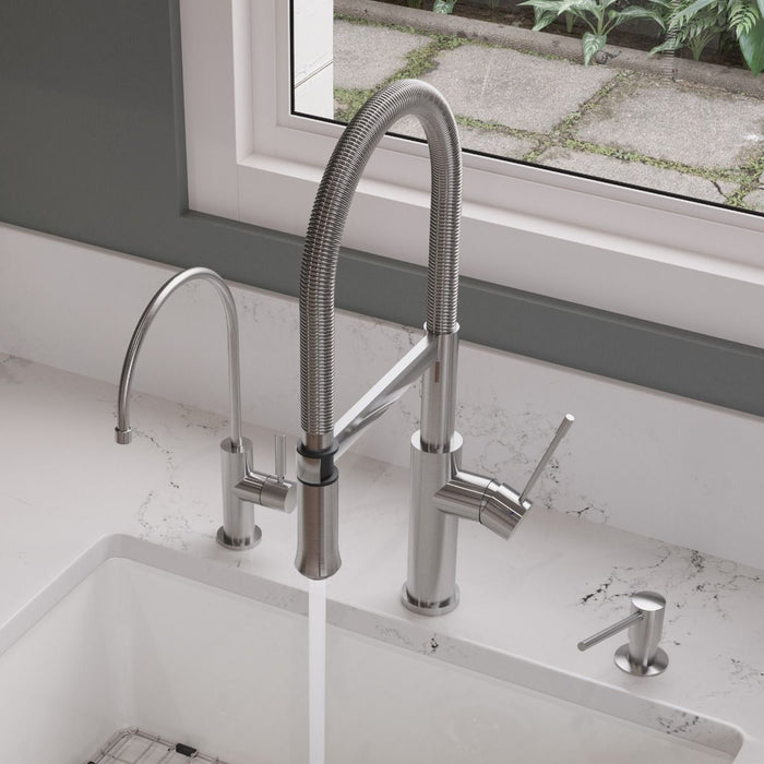 Brushed Gooseneck Single Hole Kitchen Faucet